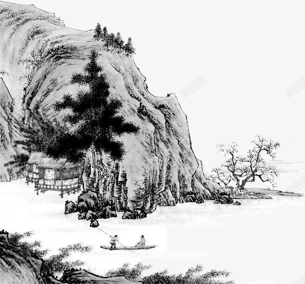 山水古风水墨诗画png免抠素材_新图网 https://ixintu.com 古风 山水 水墨 素材