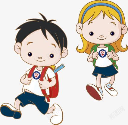 读书的小男孩小女孩png免抠素材_新图网 https://ixintu.com 上学 儿童 学校 学生