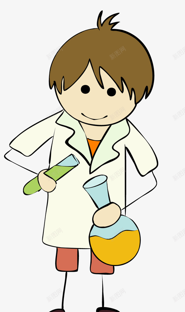 做化学实验的男生png免抠素材_新图网 https://ixintu.com 化学 化学实验 卡通 学生 液体 矢量杯 简笔画