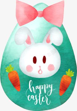 五彩彩蛋创意水彩手绘复活节彩蛋兔子胡萝高清图片