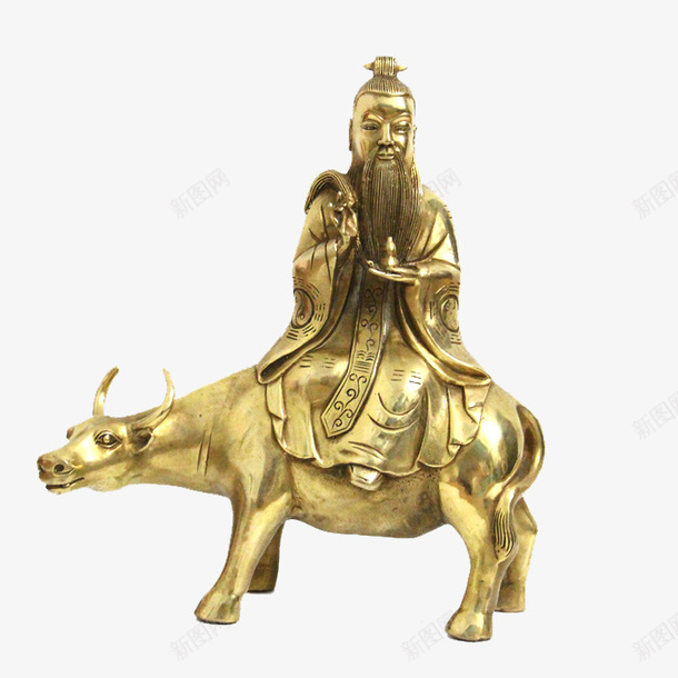 老子骑牛铜像png免抠素材_新图网 https://ixintu.com 产品实物 家居装饰 工艺品 水牛 纯铜牛招财摆设 老子骑牛铜像 金牛 铜牛