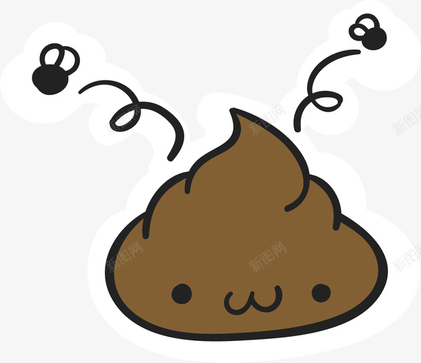 苍蝇围着臭粑粑转圈矢量图ai免抠素材_新图网 https://ixintu.com 卡通手绘 咖啡色 微笑 粑粑 苍蝇 矢量图