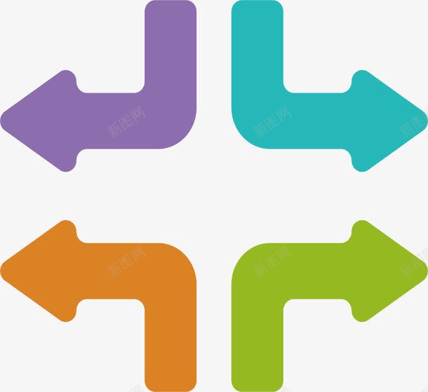 直角转弯箭头图标png_新图网 https://ixintu.com 分叉路 彩色箭头 方向箭头 直角箭头 矢量素材 转弯箭头