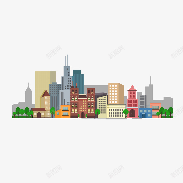 一个扁平化的现代化城市png免抠素材_新图网 https://ixintu.com 卫生城市 城市建设 城市绿化 扁平化 新区 现代化城市 现代建筑 高楼