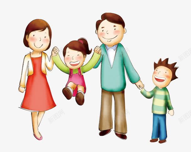 卡通手绘一家子png免抠素材_新图网 https://ixintu.com 一家人 亲子 元素 免扣 彩色 温馨的画面 装饰