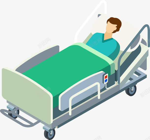 彩色病床png免抠素材_新图网 https://ixintu.com 免抠图 医疗 卡通有趣 扁平化 病床 矢量图案