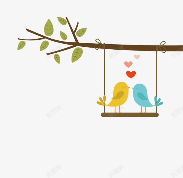 小清新田园风爱情png免抠素材_新图网 https://ixintu.com 卡通 小清新田园风 小鸟 底纹 树枝 海报背景 爱情 贺卡 遇见爱
