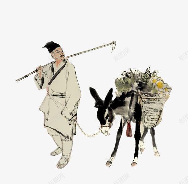 登山采药png免抠素材_新图网 https://ixintu.com 彩色 李时珍 毛驴 绘画