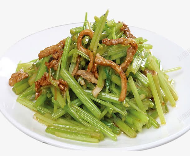 芹菜炒肉png免抠素材_新图网 https://ixintu.com 产品实物 家常 小炒 碟子 美味 美食 青菜