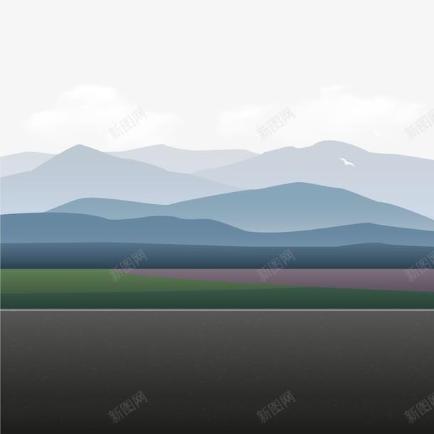 马路旁的山png免抠素材_新图网 https://ixintu.com 公路 山峰 背景装饰 路面 郊外 风景 马路
