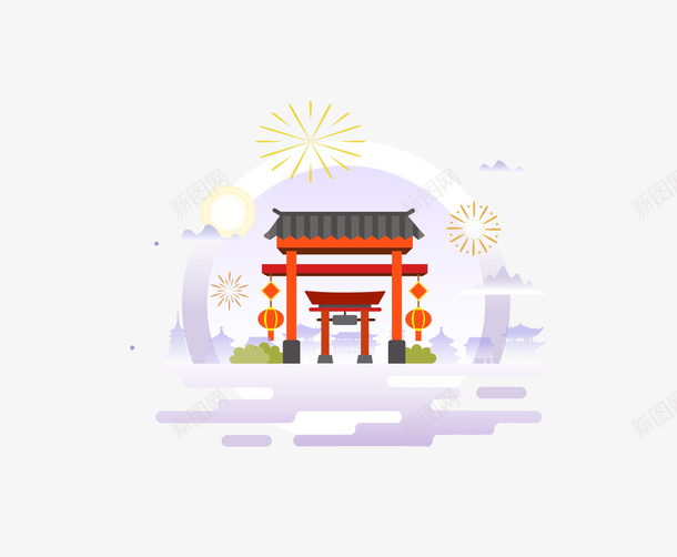 中国古建筑牌楼牌坊png免抠素材_新图网 https://ixintu.com 中国风 古代牌楼 喜庆 牌楼 节日