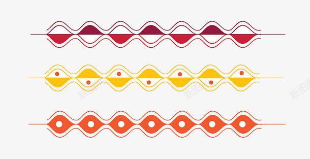 波浪形分割线png免抠素材_新图网 https://ixintu.com png图片素材 免费png素材 橙色 波浪线 红色 线条 装饰素材 黄色