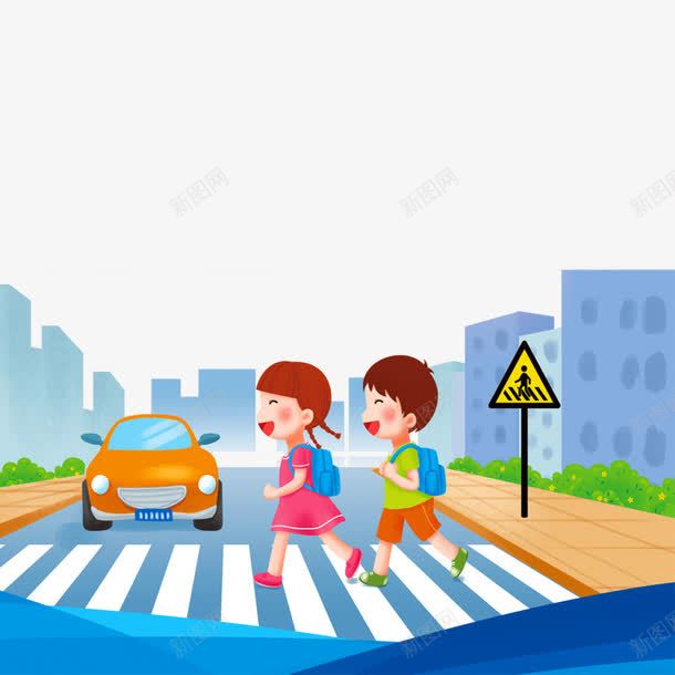 中小学安全教育日安全过马路png免抠素材_新图网 https://ixintu.com 中小学安全教育日 卡通人物 卡通学校 卡通安全教育 安全矢量 安全过马路 小学生 矢量学校