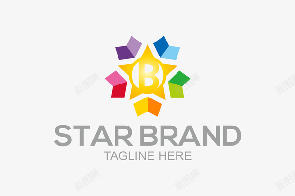 字母可爱logo图标png_新图网 https://ixintu.com B字母 logo 七彩 可爱 星星 简约 精美 花朵 设计感