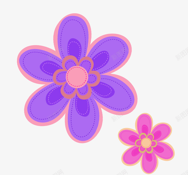 两只手绘的花朵png免抠素材_新图网 https://ixintu.com 小花 手绘 紫色 花朵