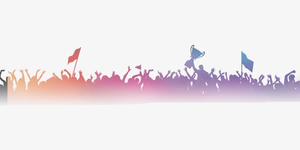 喝彩剪影元素png免抠素材_新图网 https://ixintu.com 人群 喝彩图案 奖杯 旗帜 渐变