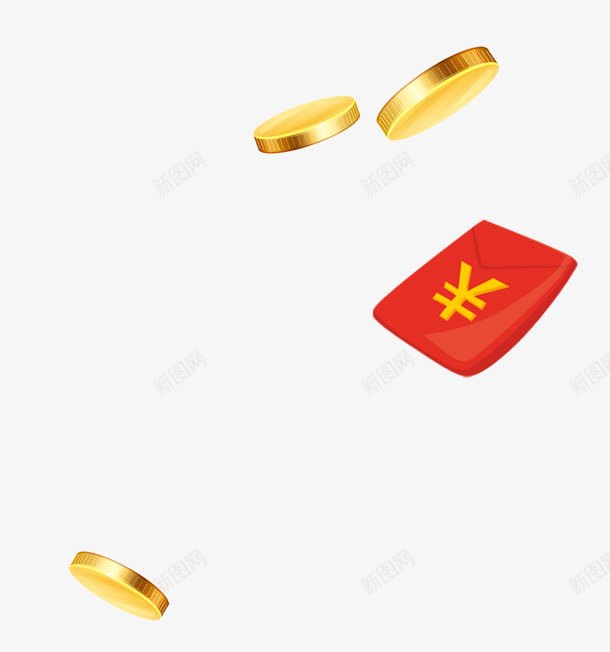 红包金币png免抠素材_新图网 https://ixintu.com 红包 红色 节日 金币