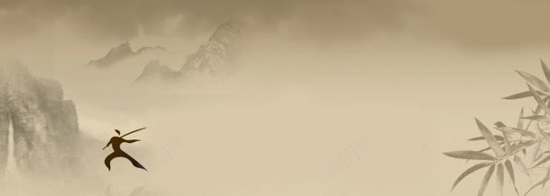 水墨画效果banner背景jpg设计背景_新图网 https://ixintu.com 中国风 山水 水墨画 竹子