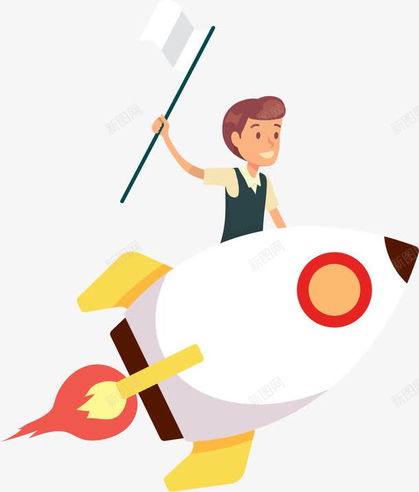 骑着火箭上天的小人png免抠素材_新图网 https://ixintu.com 一飞冲天 坐火箭 年终冲刺 矢量素材 越努力越幸福