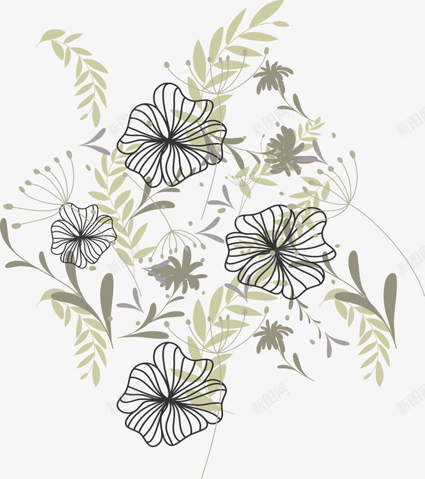 暗绿色复古花纹png免抠素材_新图网 https://ixintu.com 复古 暗绿色 花纹