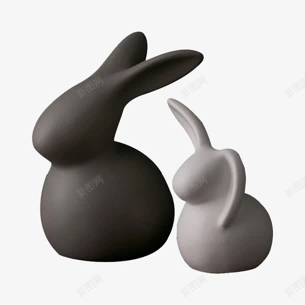 兔子摆件png免抠素材_新图网 https://ixintu.com 产品实物 兔子 家居装饰品 工艺品 摆件 黑白