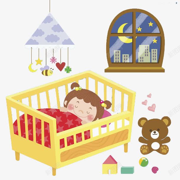 摇篮里的宝宝png免抠素材_新图网 https://ixintu.com 卡通手绘 婴儿 宝宝 小孩 摇篮 熟睡 熟睡的婴儿 睡眠 睡觉 进入梦乡