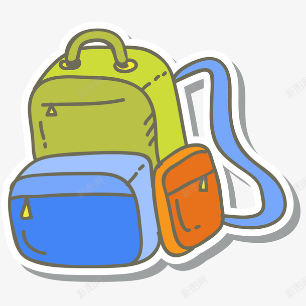 彩色书包卡通插画矢量图ai免抠素材_新图网 https://ixintu.com 书包 免抠PNG 学校 小学生 开学 彩色书包卡通插画 贴纸 矢量图