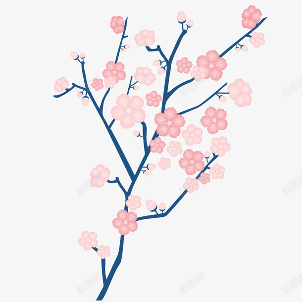 唯美粉红桃花花朵矢量图ai免抠素材_新图网 https://ixintu.com 唯美 春天 树枝 桃树 桃花 植物 粉红 花朵 花瓣 装饰 矢量图