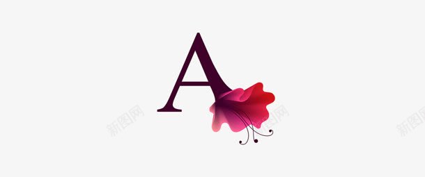 玫瑰主题字母A图标png_新图网 https://ixintu.com 主题 图片 字母 玫瑰