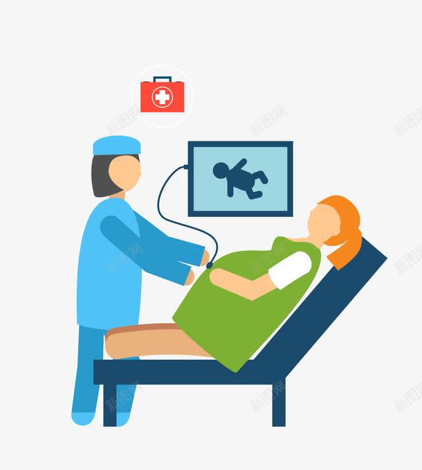卡通图案孕妇医院问诊png免抠素材_新图网 https://ixintu.com 医生问诊 医院问诊 卡通图案 病人就诊 病人看病 简约图形 问诊