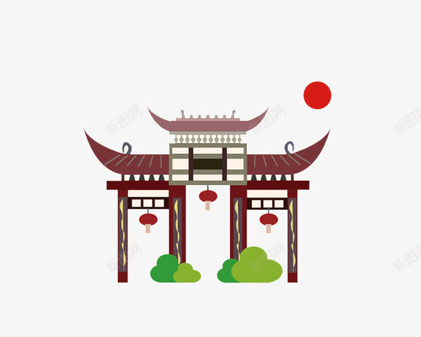 卡通手绘孔庙png免抠素材_新图网 https://ixintu.com 中国底蕴 中国文化 卡通孔庙 古代文化 红色之旅 透明抠图