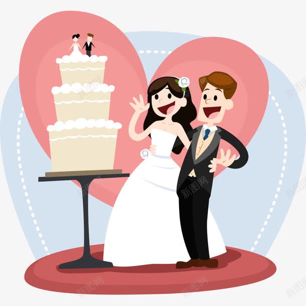 新婚新郎新娘png免抠素材_新图网 https://ixintu.com 卡通 多层蛋糕 婚礼 新娘新郎 浪漫 爱心 鲜花