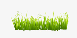 绿色小草花边装饰春天来了矢量图素材