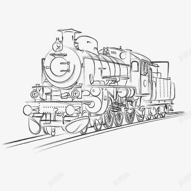 玩具火车线框图png免抠素材_新图网 https://ixintu.com 免费下载 火车 玩具火车 线框图 线稿