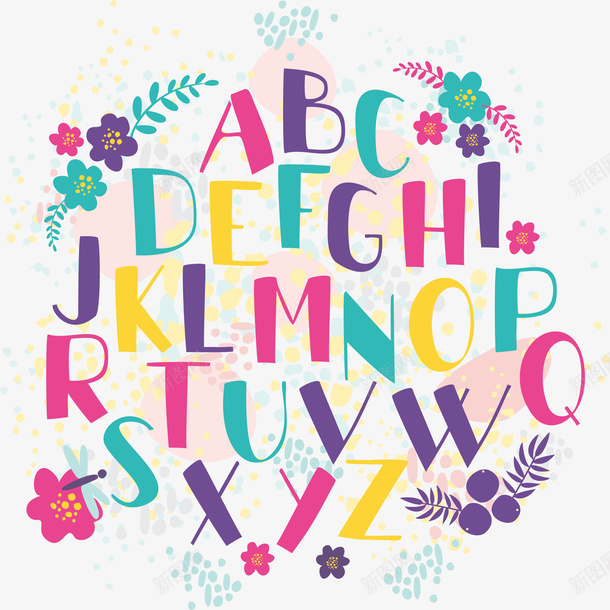 彩色卡通英文字母矢量图ai免抠素材_新图网 https://ixintu.com 26个字母 字母AZ 彩色字母 矢量png 矢量图 艺术字 英文字母 英文艺术字