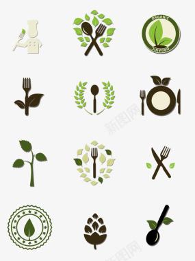 创意绿色食品标志图标图标