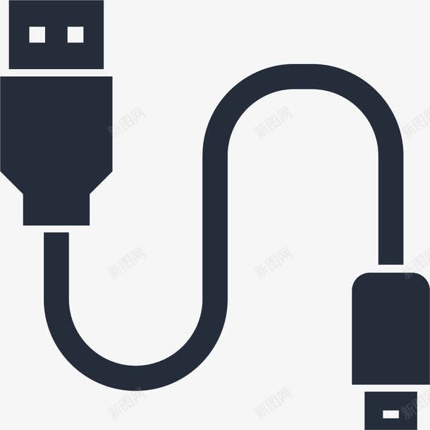 蓝色数据线图标png_新图网 https://ixintu.com USB接口 USB数据线 typec 数据线 苹果数据线 苹果线 蓝色