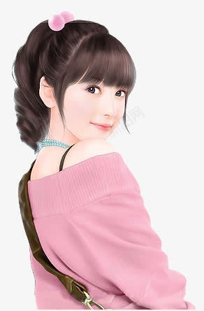 可爱粉衣少女手绘png免抠素材_新图网 https://ixintu.com 可爱 少女