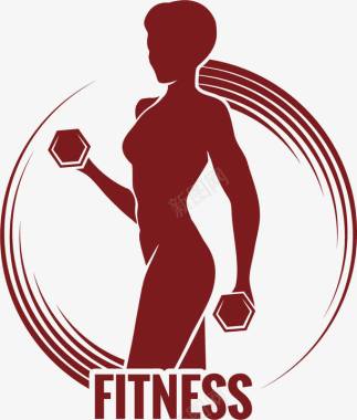 圆形红色健身俱乐部logo图标图标