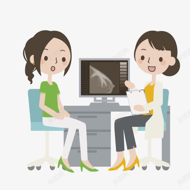 卡通乳腺检查png免抠素材_新图网 https://ixintu.com 乳腺检查 健康体检 卡通医院 女性检查