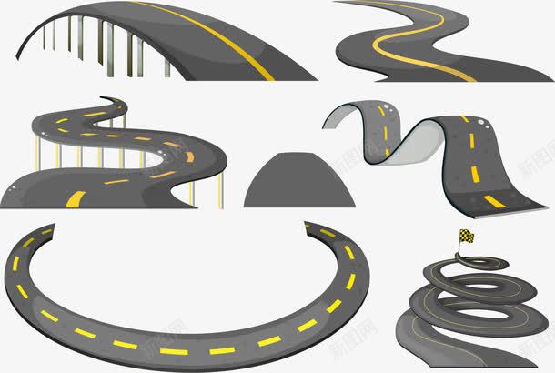 手绘道路png免抠素材_新图网 https://ixintu.com S路 公路 坡桥 山路蜿蜒 手绘 环形路 环形马路 盘山路 道路