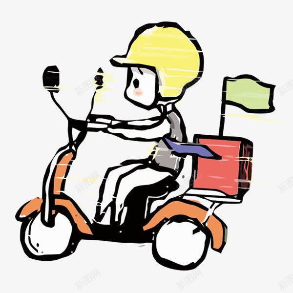 卡通骑车人物png免抠素材_新图网 https://ixintu.com 人物 卡通 海报素材 送外卖 骑车