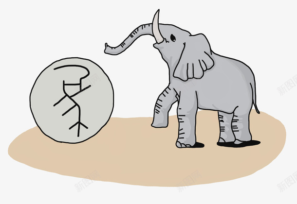 手绘卡通象形文字大象png免抠素材_新图网 https://ixintu.com 卡通 大象 手绘 文字 甲骨文