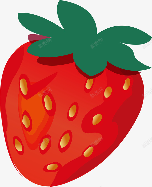 红色草莓卡通插画矢量图ai免抠素材_新图网 https://ixintu.com 农作物种子 卡通插画 叶子 圆形 水果 矢量图 种子 红色 绿色 草莓