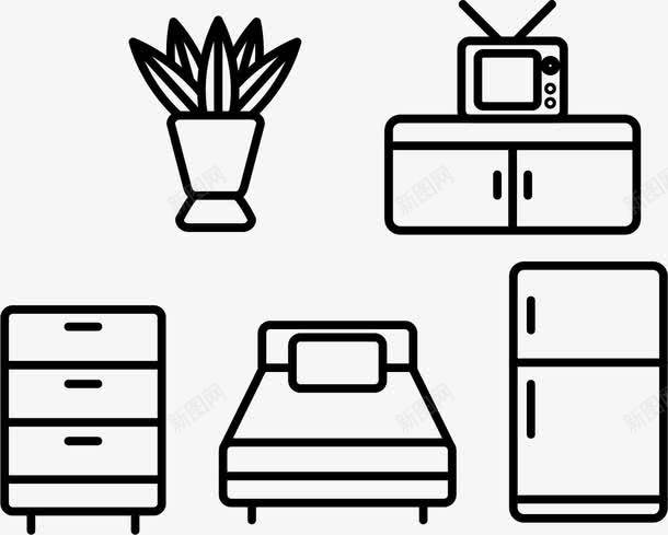 线条家具png免抠素材_新图网 https://ixintu.com 家居 家居风格 欧式家居 简欧家居 简约欧式 线条