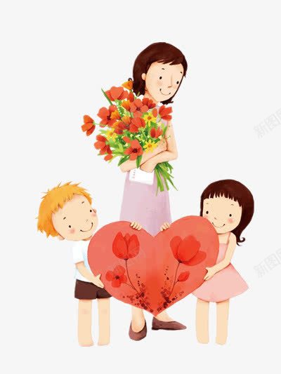 卡通教师节png免抠素材_新图网 https://ixintu.com 卡通人物女教师 学生 老师 鲜花