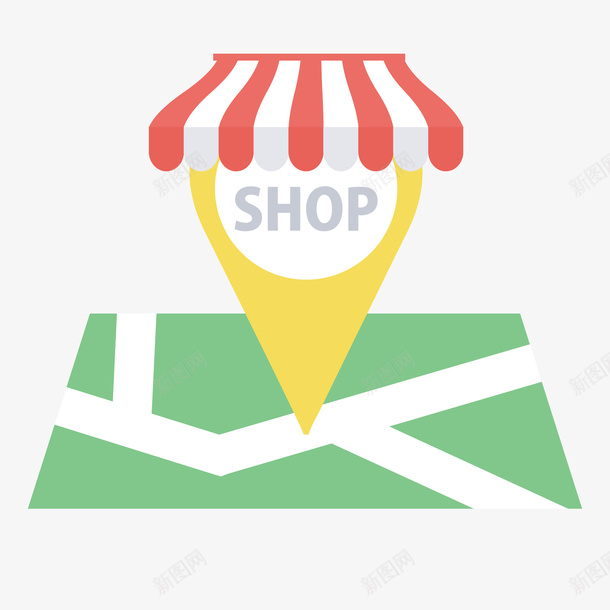 绿色商店定位png免抠素材_新图网 https://ixintu.com 商务 商店 圆点 扁平化 渐变 绿色 购物