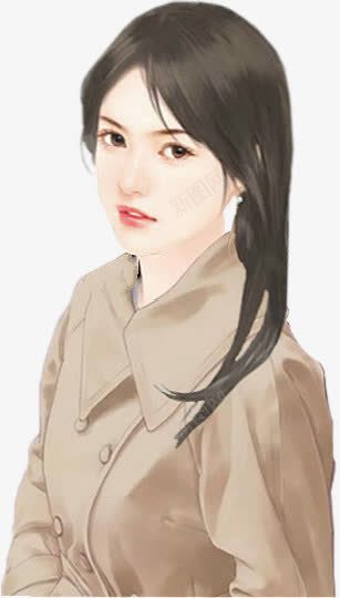风衣披发女子png免抠素材_新图网 https://ixintu.com 女子 风衣