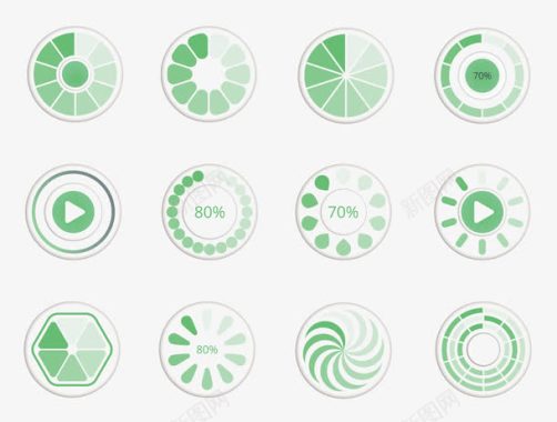创意绿色清新圆形缓冲图标图标