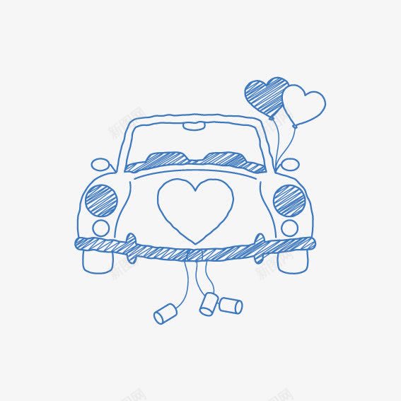 手绘汽车png免抠素材_新图网 https://ixintu.com 婚礼花车 手绘 汽车 涂鸦 轿车